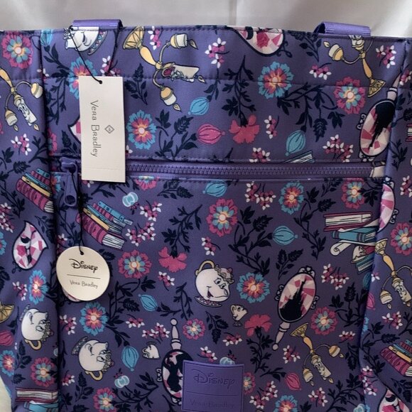 VERA BRADLEY X DISNEY Belle's Friends Large Drawstring Family Tote Bag - Picture 2 of 10